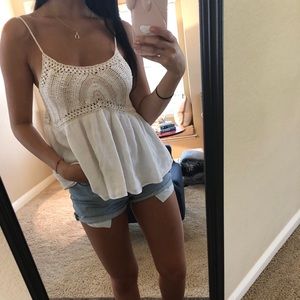 Zara White Crocheted Top